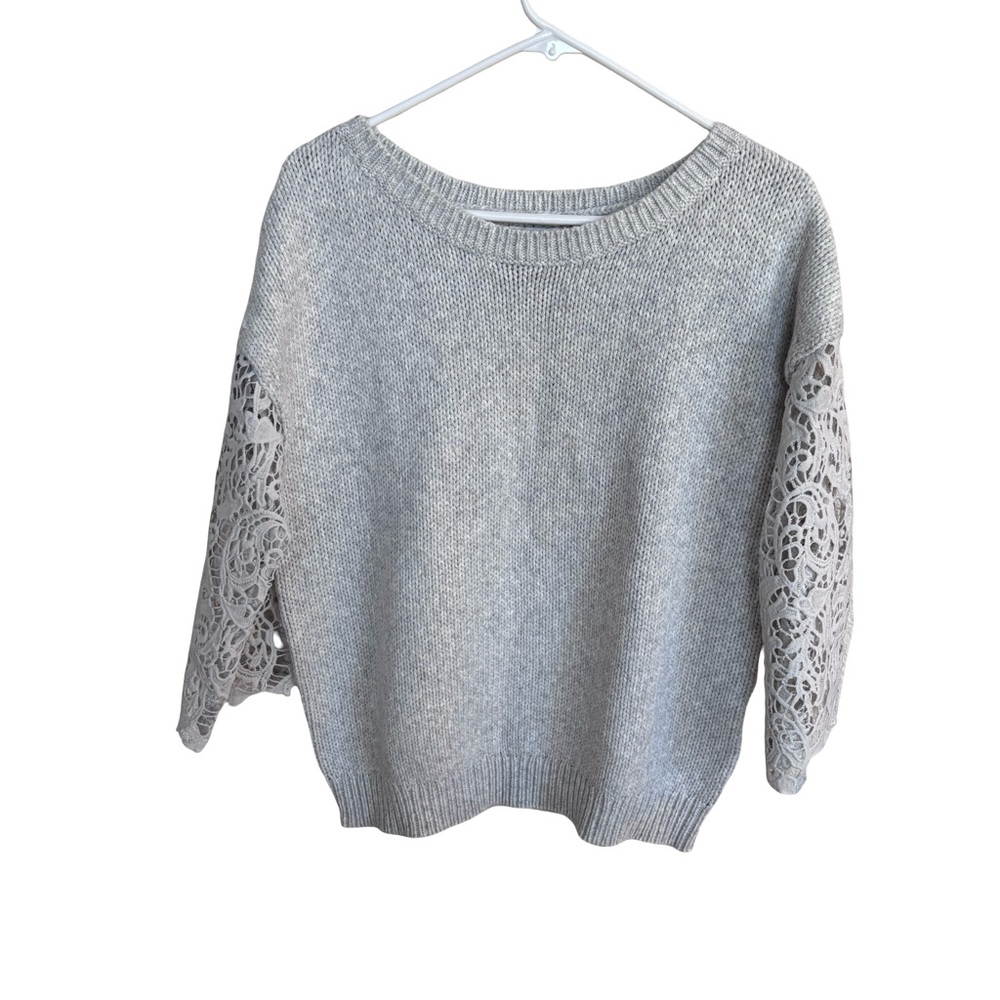 Sundance Lace Delight Grey Lace Sweater Sz L
